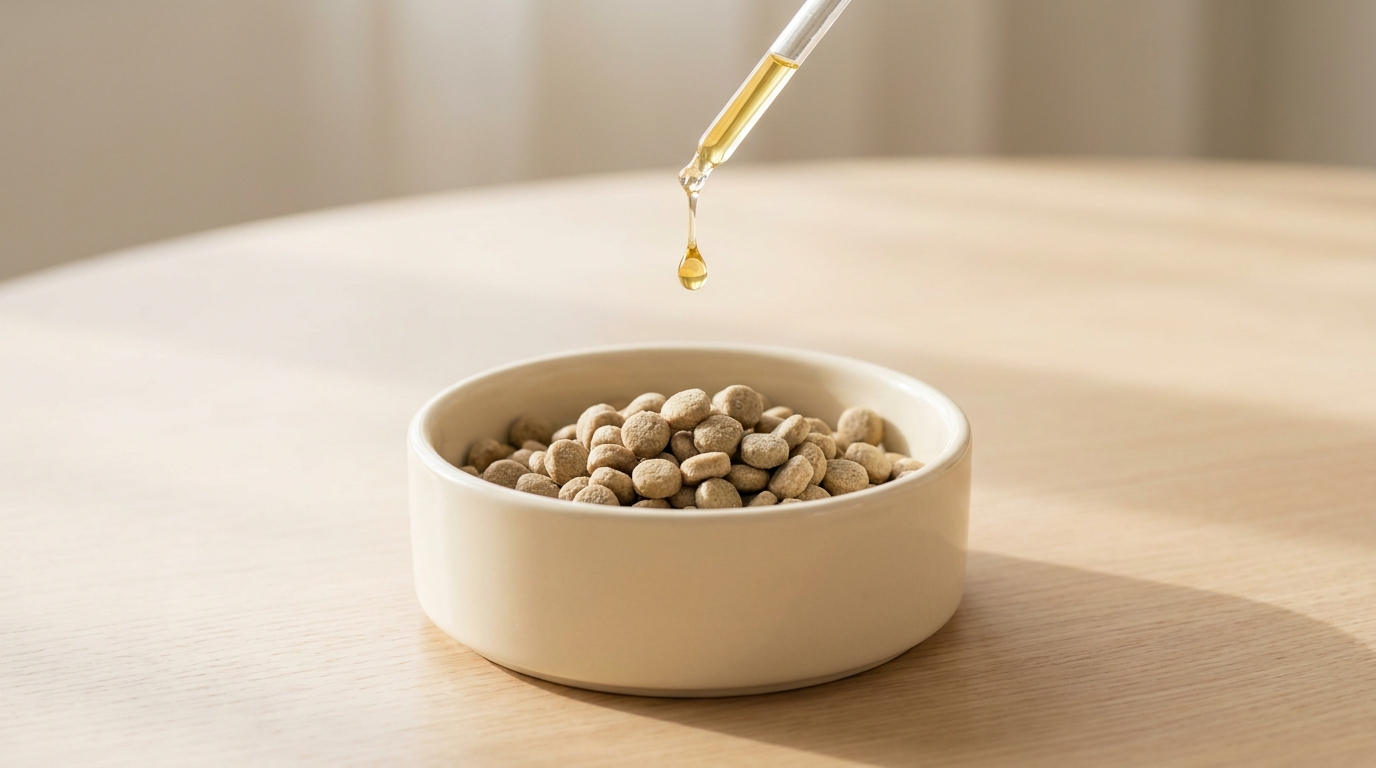 Trockenfutter und Ölpipette